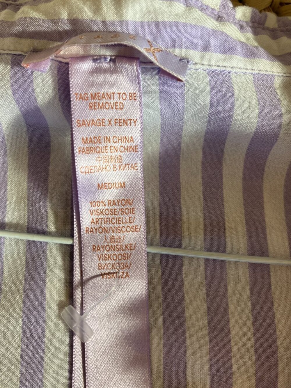 Savage x Fenty Sleep Shirt Dress Lavender Costal Stripe. Size Med - Picture 2 of 4